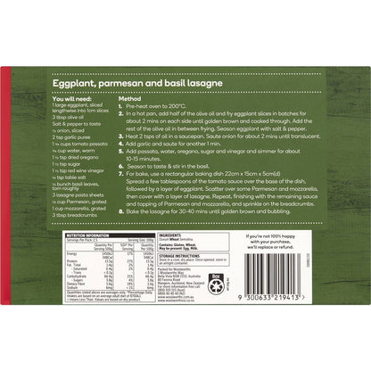 Woolworths Lasagne Sheets 250g