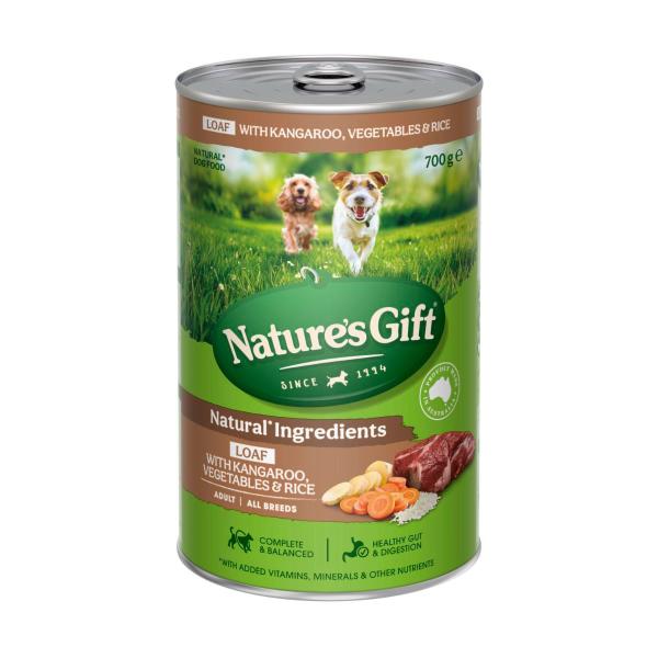 NATURE'S GIFT ADULT ALL BREEDS WET DOG FOOD LOAF KANGAROO- RICE & VEGETABLES 700GRAM
