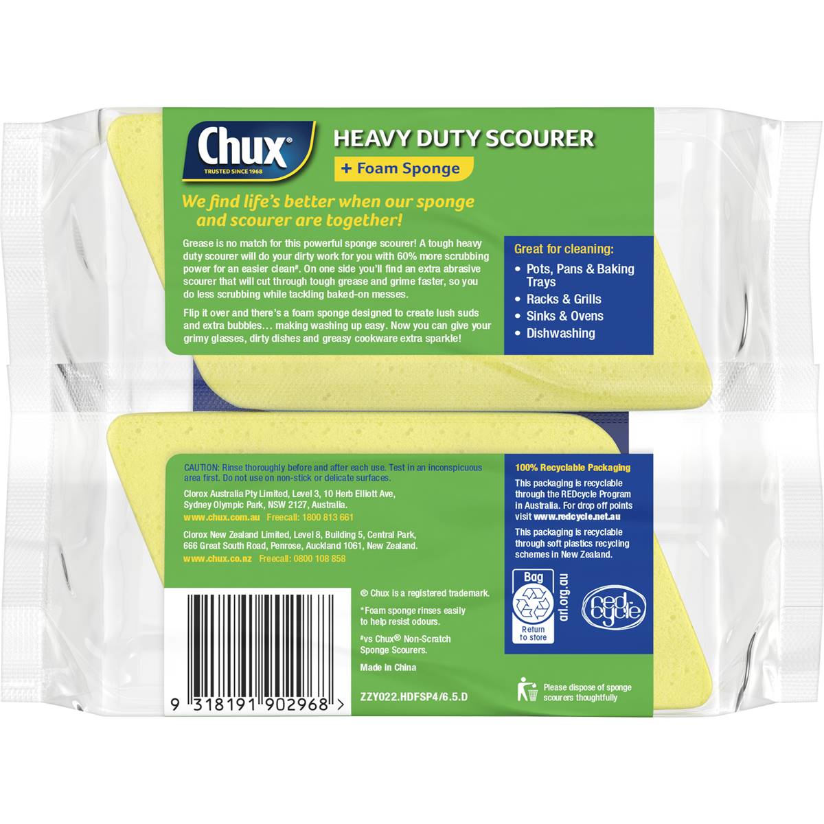 Chux Heavy Duty Scourer Scrubs 4 Pack