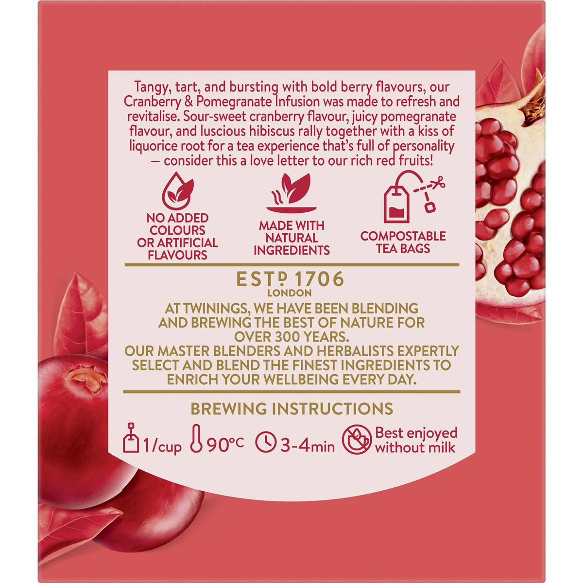 Twinings Cranberry & Pomegranate Tea Bags 10 Pack