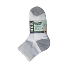 MIX KIDS QTR CREW SPORT SOCKS WHITE 5-8