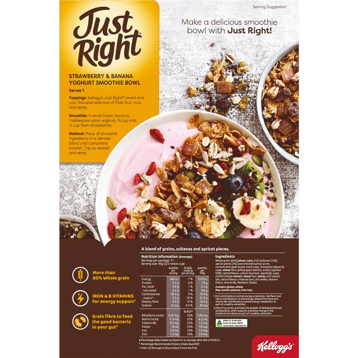 Kellogg's Just Right Apricot & Sultana Breakfast Cereal 460g