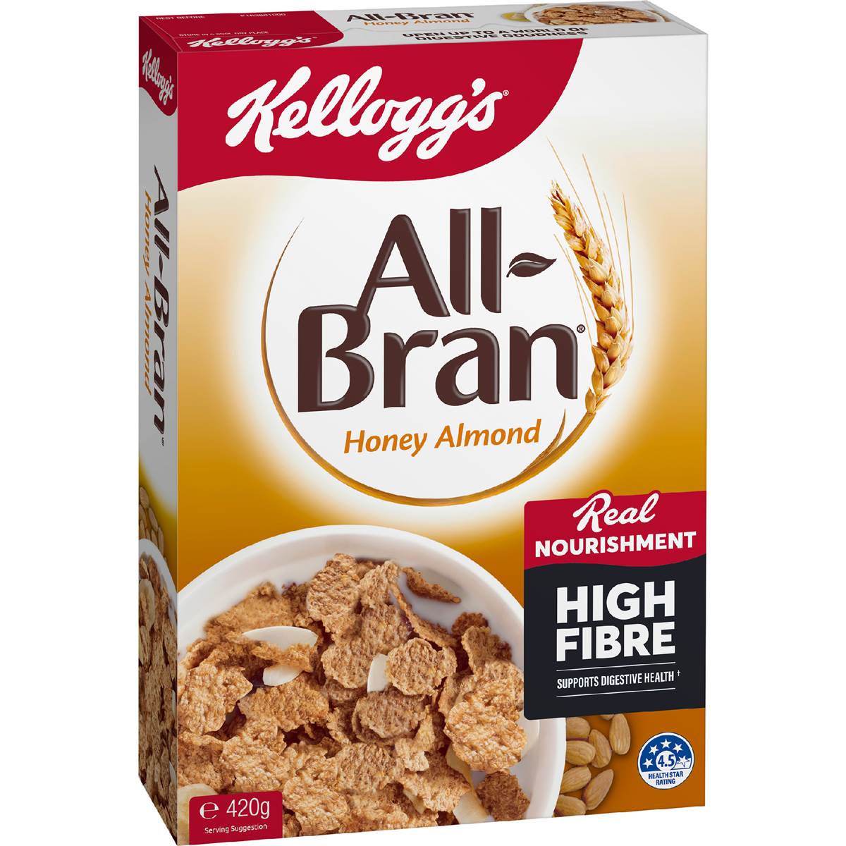 Kellogg's All-Bran Flakes Honey Almond Cereal 420g