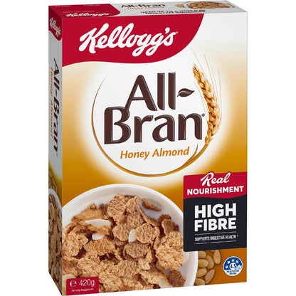 Kellogg's All-Bran Flakes Honey Almond Cereal 420g