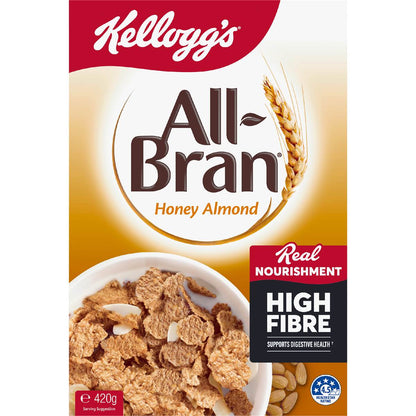 Kellogg's All-Bran Flakes Honey Almond Cereal 420g