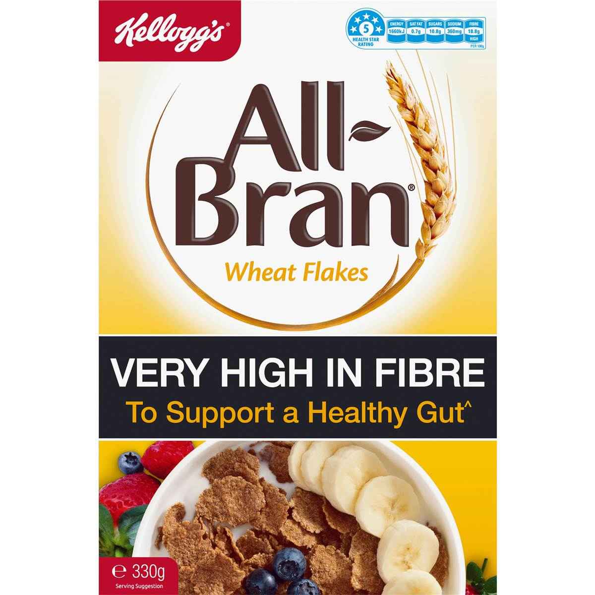 Kellogg's All-Bran Wheat Flakes Breakfast Cereal 330g