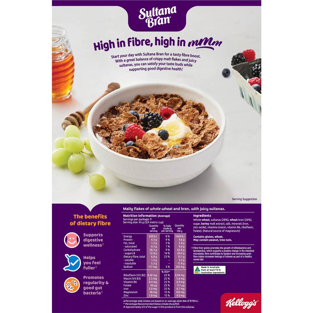 Kellogg's Sultana Bran High Fibre Breakfast Cereal 420g