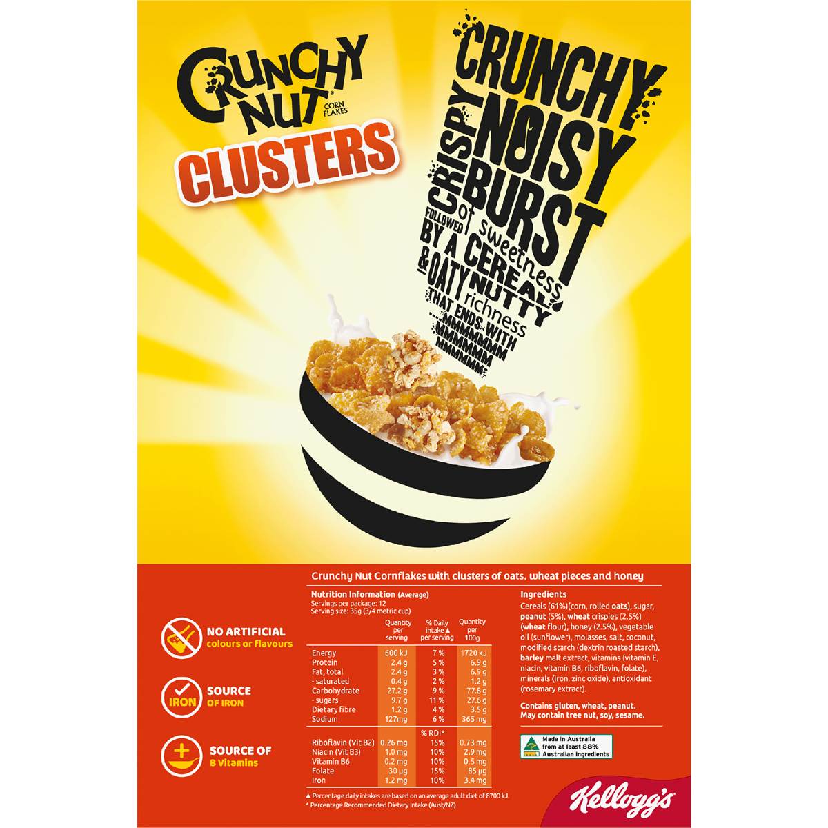 Kellogg's Crunchy Nut Clusters Breakfast Cereal 450g