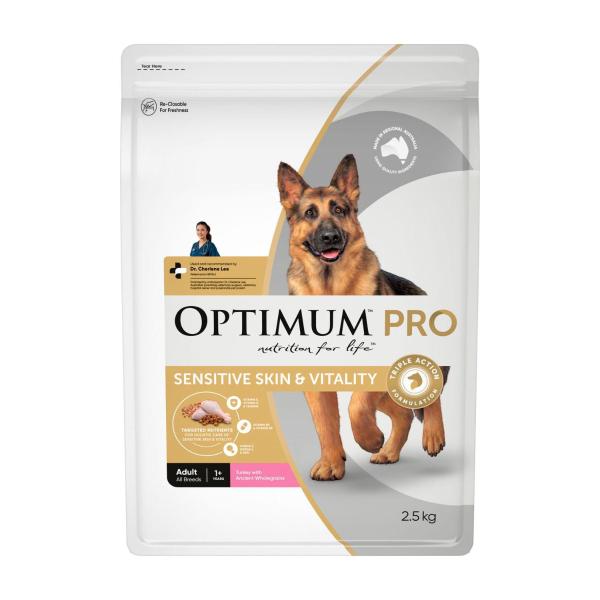 OPTIMUM PRO ADULT DRY DOG FOOD SENSITIVE SKIN & VITALITY TURKEY WITH ANCIENT WHOLEGRAINS  2.5KG
