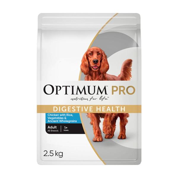 OPTIMUM PRO ADULT DRY DOG FOOD DIGESTIVE HEALTH CHICKEN WITH RICE & VEG 2.5KG