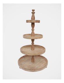 Wooden 4 Tier Stand 38x38x66cm in White Ash