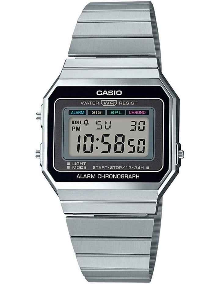 Casio Silver Vtage Digital Watch With Stainless Band A700W 1A