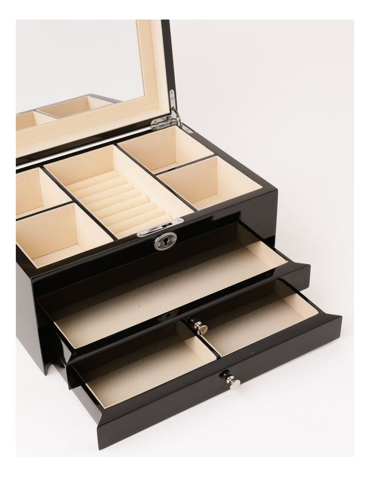 Multi Drawer High Gloss Black Jewellery Box