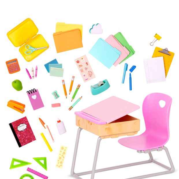 Our Generation Flying Colours School Desk & Supplies Set for 18-inch Dolls