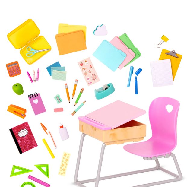 Our Generation Flying Colours School Desk & Supplies Set for 18-inch Dolls