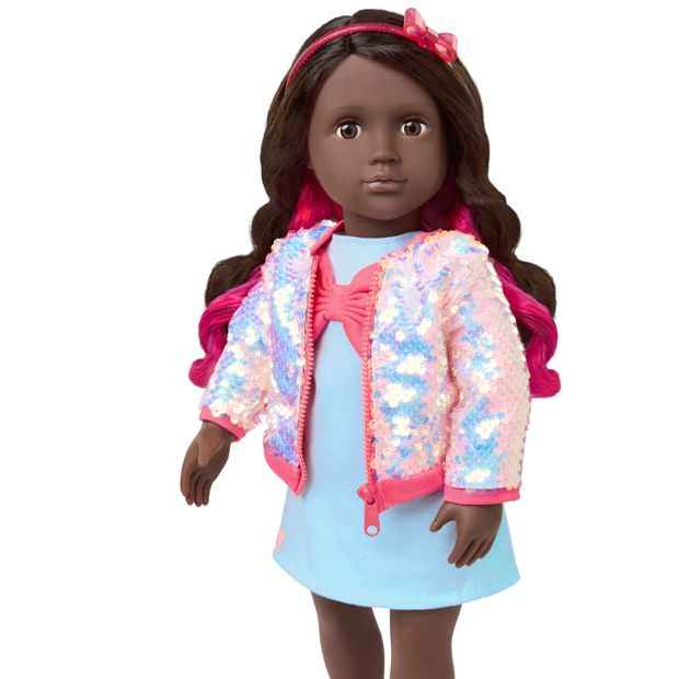 Our Generation Shine All Day 18-inch Doll Sequin Bomber Jacket Outfit