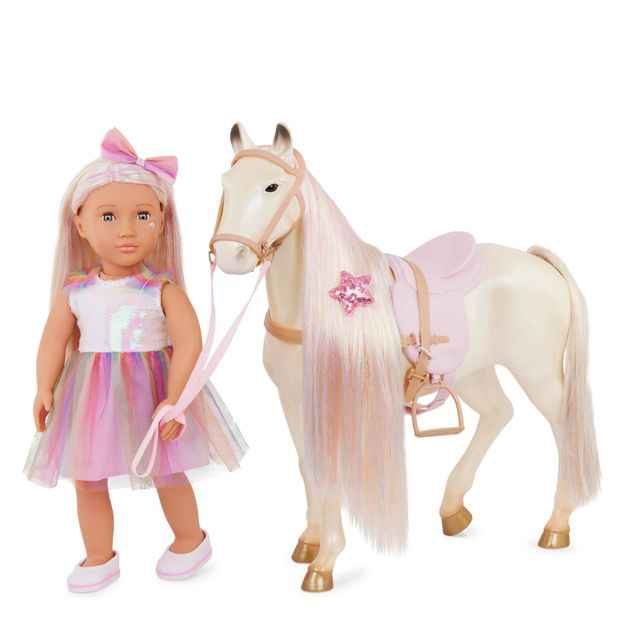 Our Generation Enchanting Horse 20-inch Toy Horse with Ultra-Long Rainbow Hair