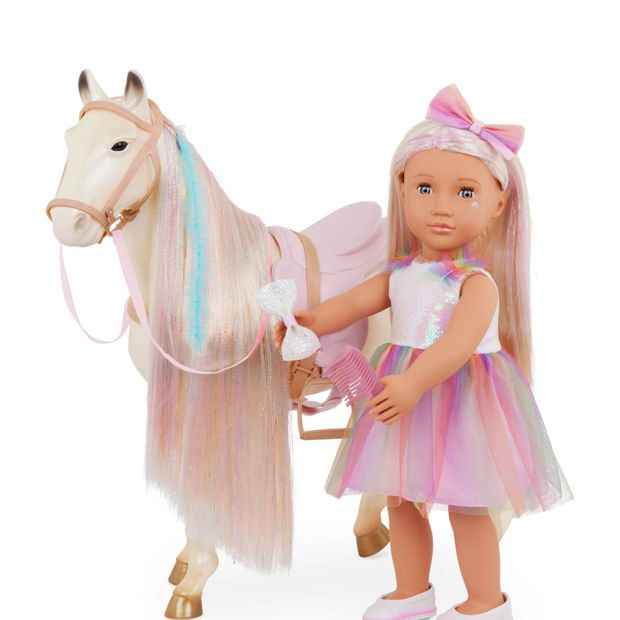 Our Generation Enchanting Horse 20-inch Toy Horse with Ultra-Long Rainbow Hair