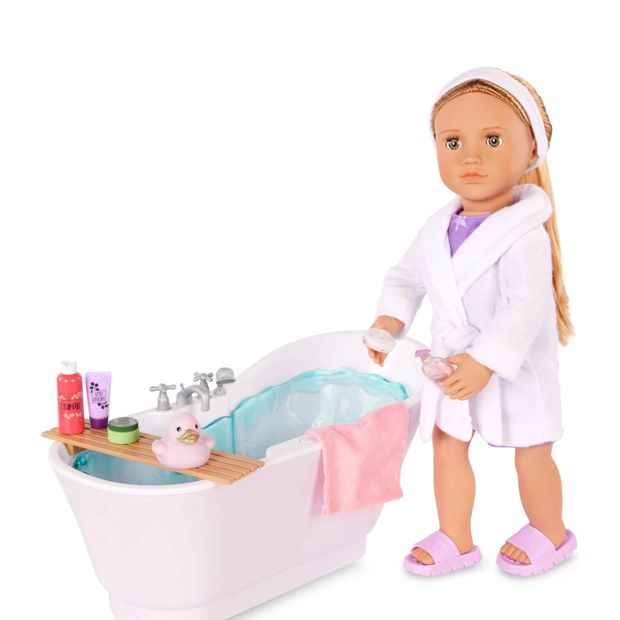 Our Generation Bubbly Bathtime Bathtub Accessory with Water Sounds for 18-inch Dolls