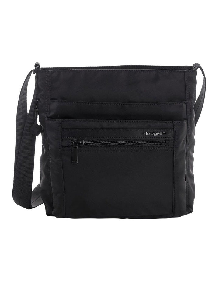 Zip Top Crossbody Bag in Black