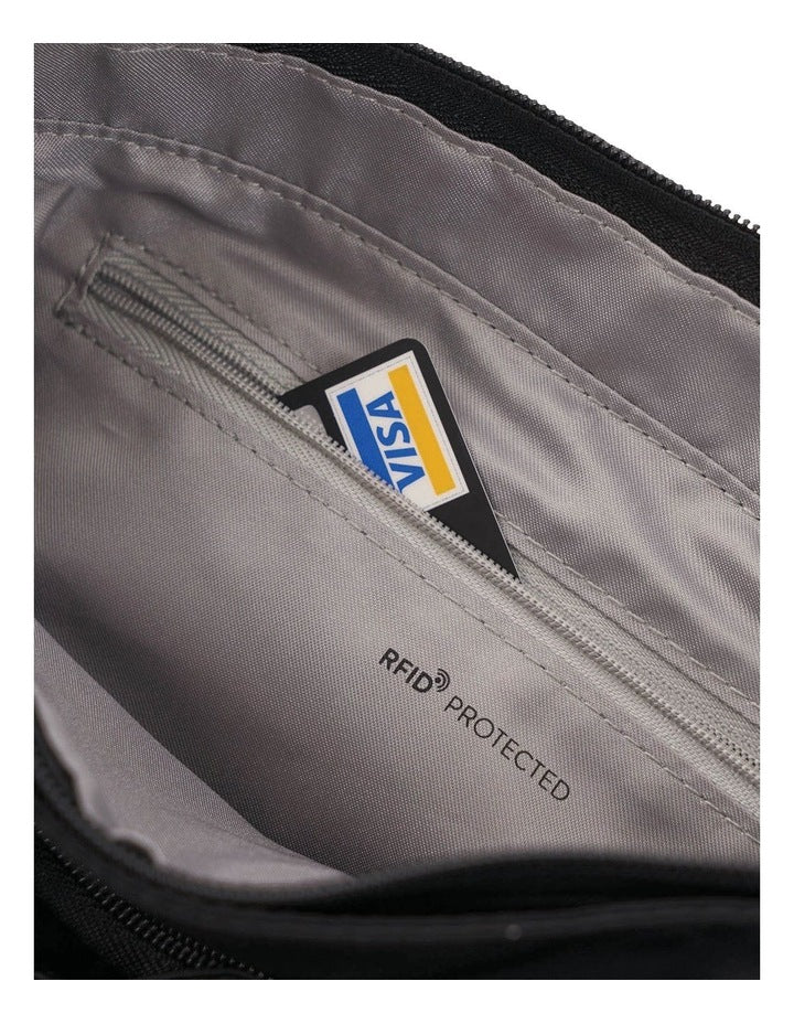 Zip Top Crossbody Bag in Black