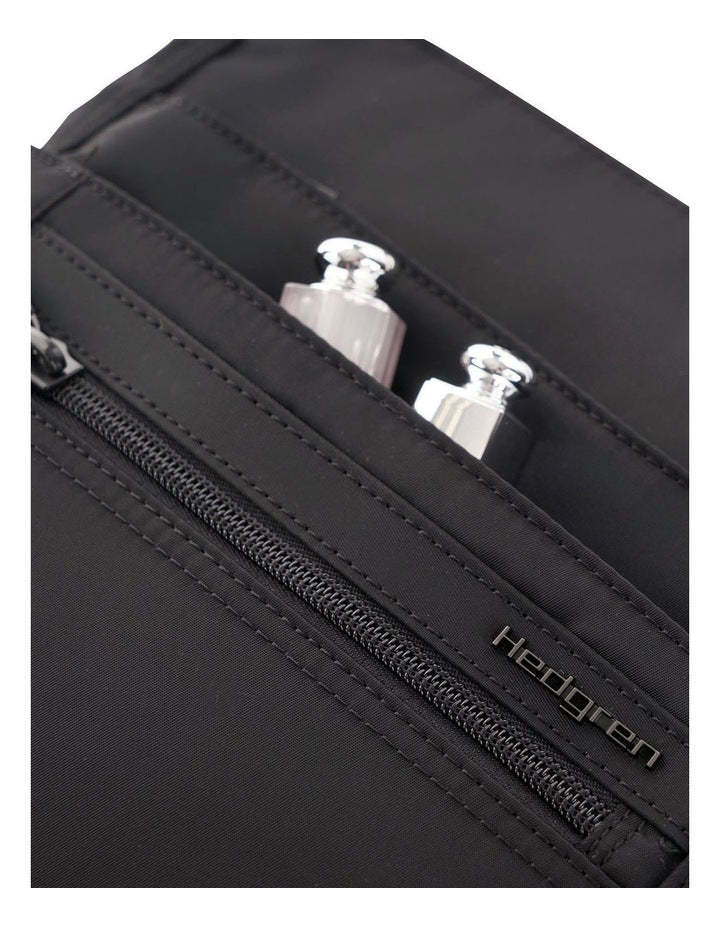 Zip Top Crossbody Bag in Black