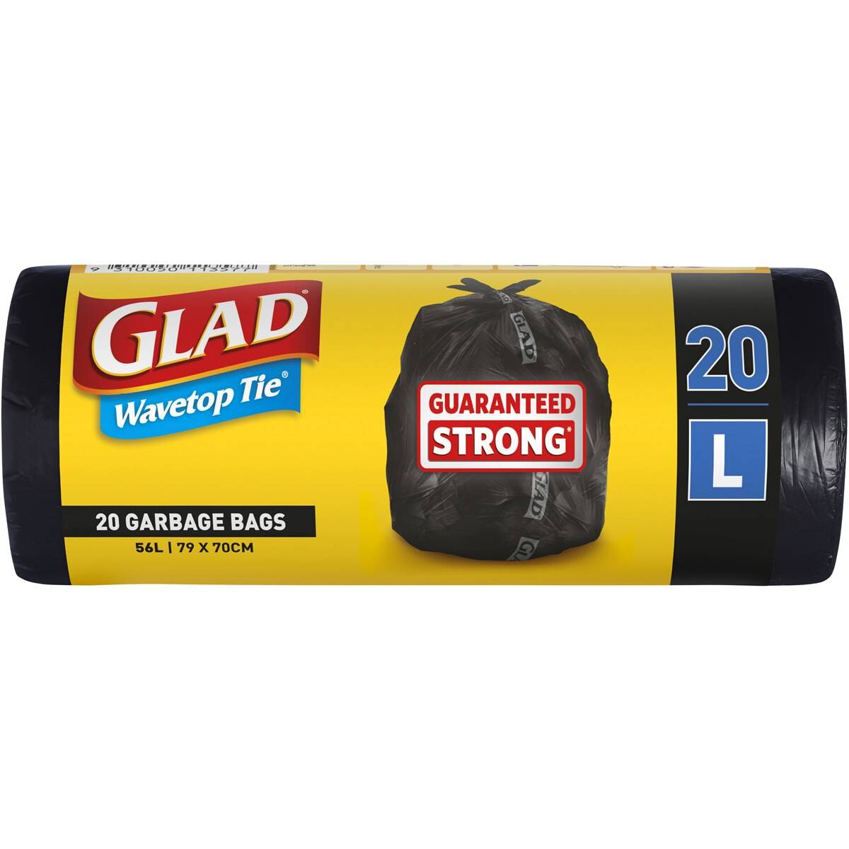 Glad Garbage Bags Wavetop 56L 20 pack