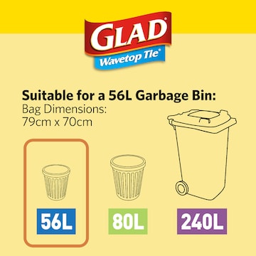 Glad Garbage Bags Wavetop 56L 20 pack