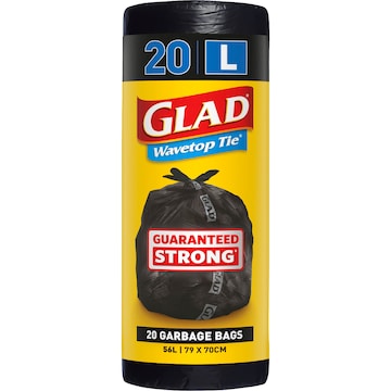 Glad Garbage Bags Wavetop 56L 20 pack