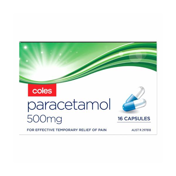 COLES PARACETAMOL CAPSULES 16PK