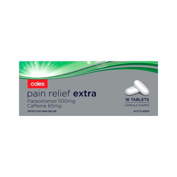 COLES PAIN RELIEF EXTRA WITH CAFFEINE 16PK