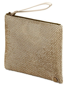 Selena Gold Zip Top Clutch in Gold