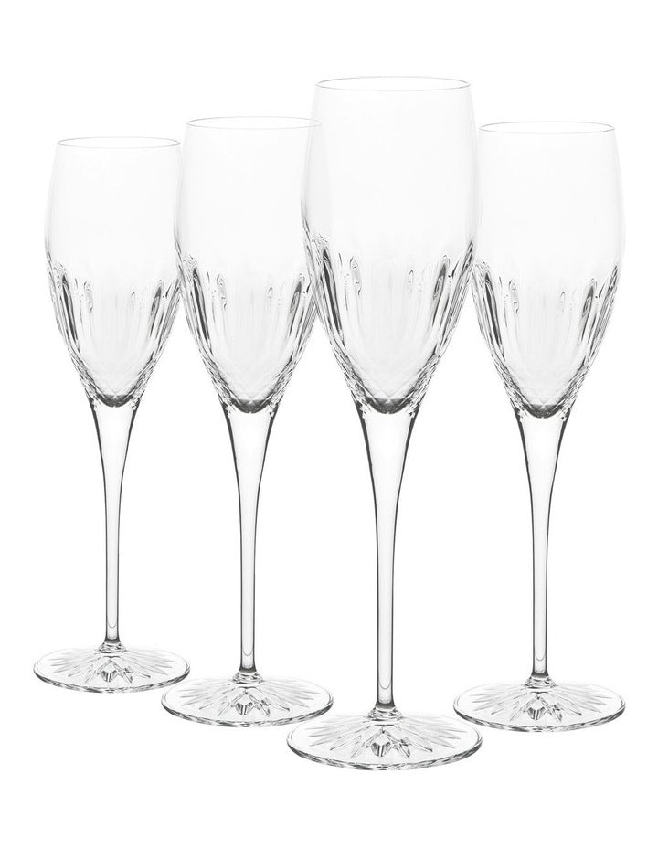 Diamante Set of 4 Prosecco Flute 220ml in Clear