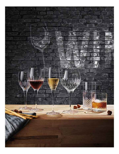 Diamante Double Set of 4 Old Fashioned Glass 380ml in Clear