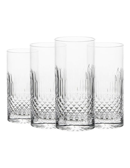 Diamante Beverage Glass Set of 4 480ml in Clear