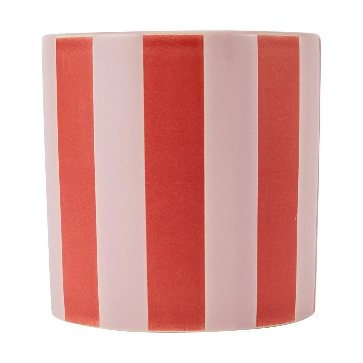 Lemon and Berry Red Stripe Ceramic Candle