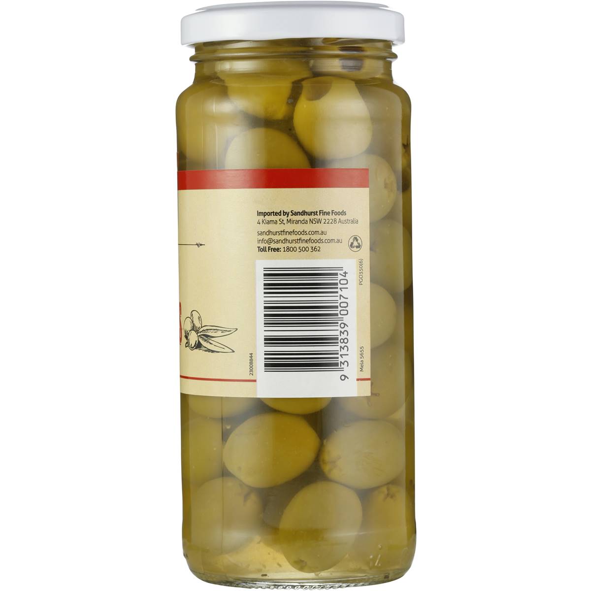 Sandhurst Olives Green Pitted 350g