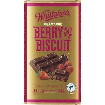 Whittaker's Berry & Biscuit Milk Chocolate Block 250g