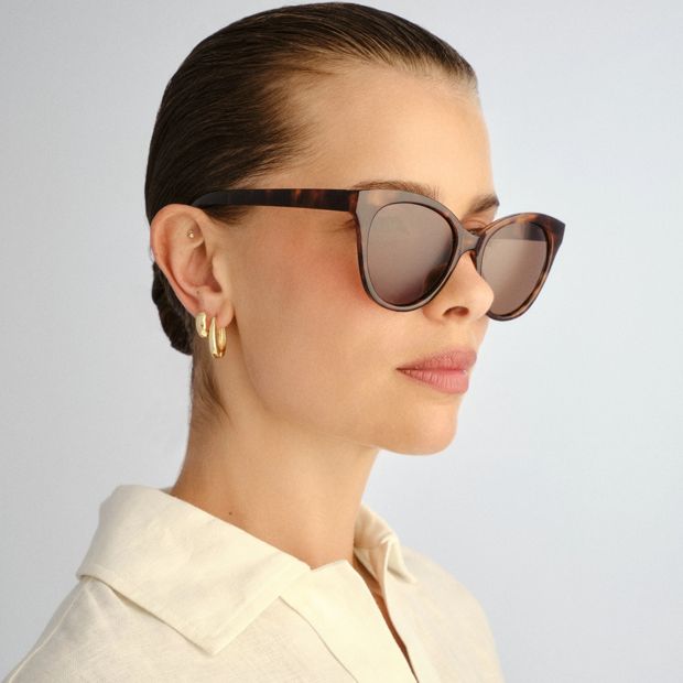 SOLARIZED® Soft Cat-Eye Sunglasses, Dark Tortoishell