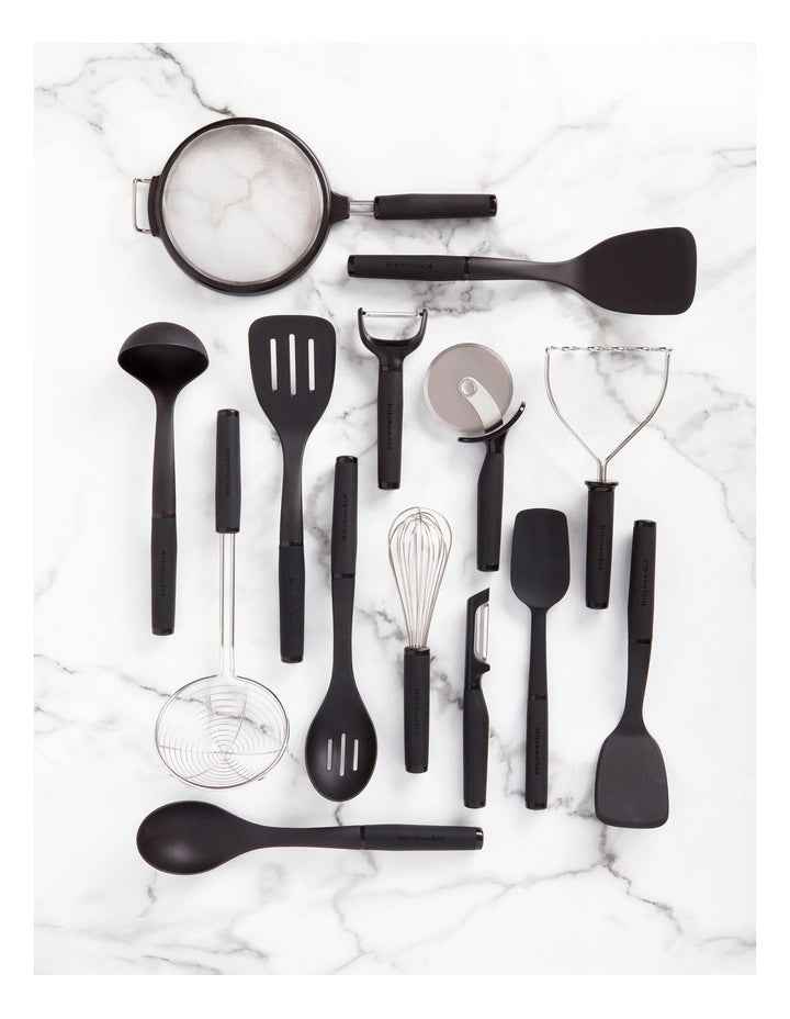 Soft Touch Nylon Slotted Spoon in Black