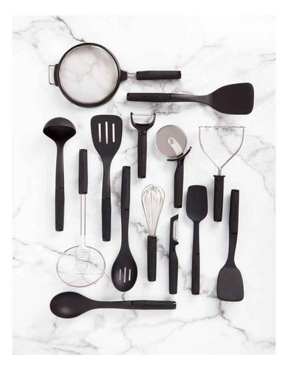 Soft Touch Nylon Slotted Spoon in Black