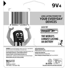 Energizer Max 9V Alkaline Batteries 4 pack