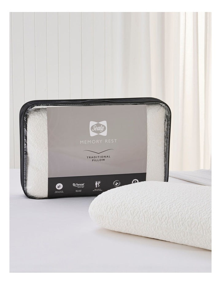 Memory Rest Memory Foam Traditional Pillow in White