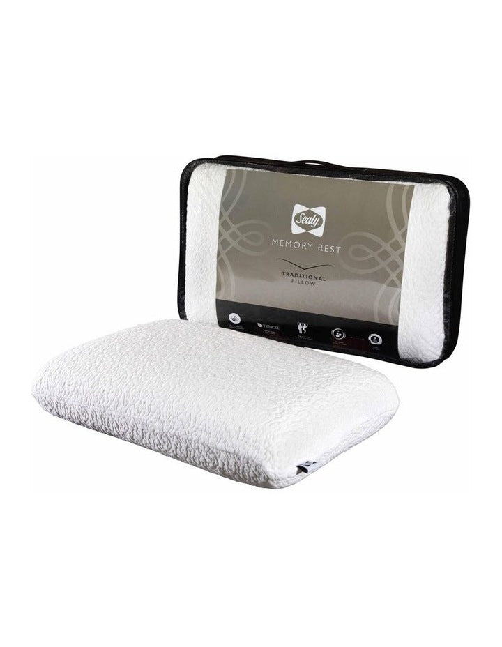 Memory Rest Memory Foam Traditional Pillow in White