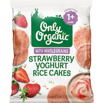 Only Organic Food Rice Cakes Snack Strawberry Yoghurt 60g