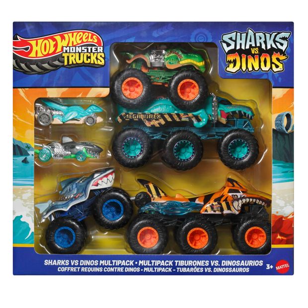 Hot Wheels Monster Trucks Sharks vs. Dinos Multipack