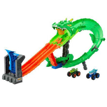 Mattel Hot Wheels Monster Trucks Sharks Vs. Dinos Dragon Destruction Playset