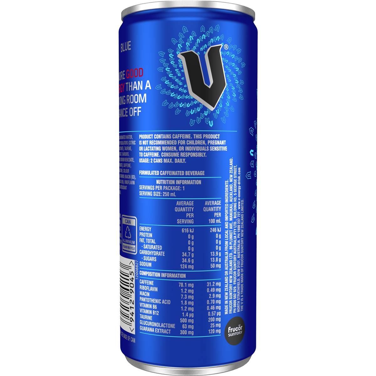 V Energy Drink Blue Can 250ml
