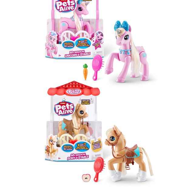 Zuru Pets Alive - My Magical Unicorn or Pony with Stable Interactive Robotic Toy Playset