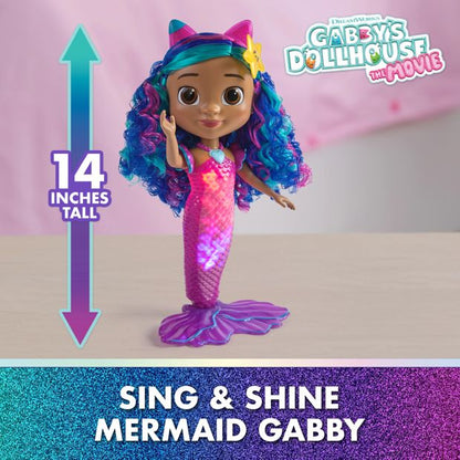 Gabby's Dollhouse: The Movie, Sing & Shine Mermaid Gabby, Waterproof Mermaid Doll